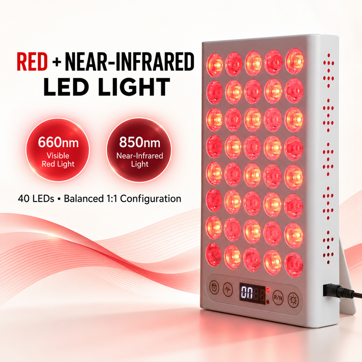 UECOVL W200 Red & Near-Infrared LED Light Panel with Timer & Pulse Control – product detail 2