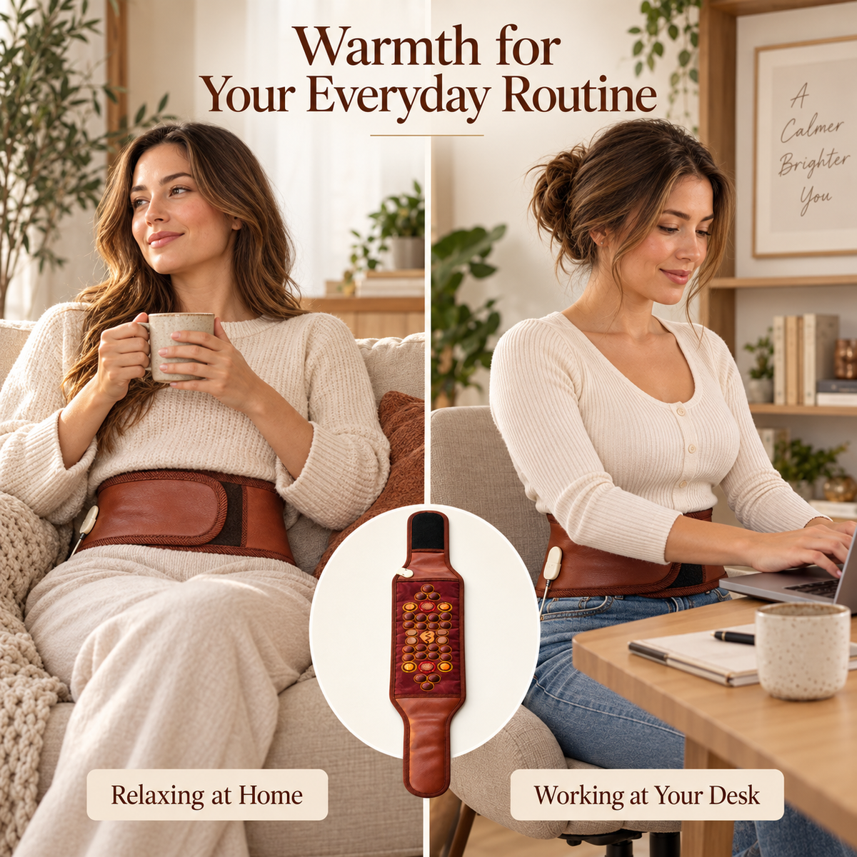 UECOVL heated waist wrap for relaxing at home or working at a desk