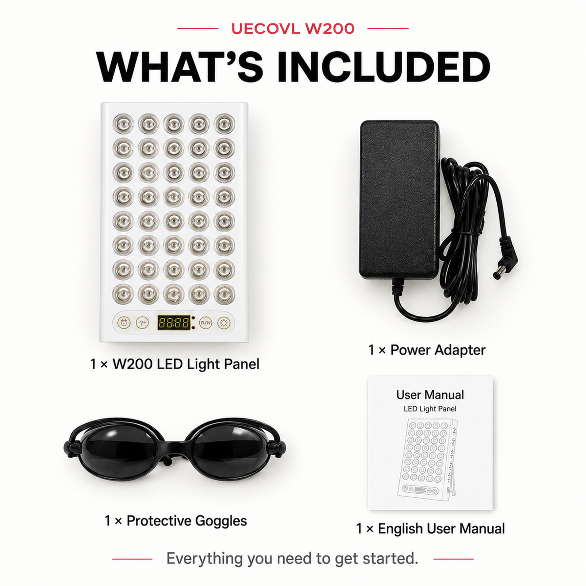 UECOVL W200 Red & Near-Infrared LED Light Panel with Timer & Pulse Control – product detail 9