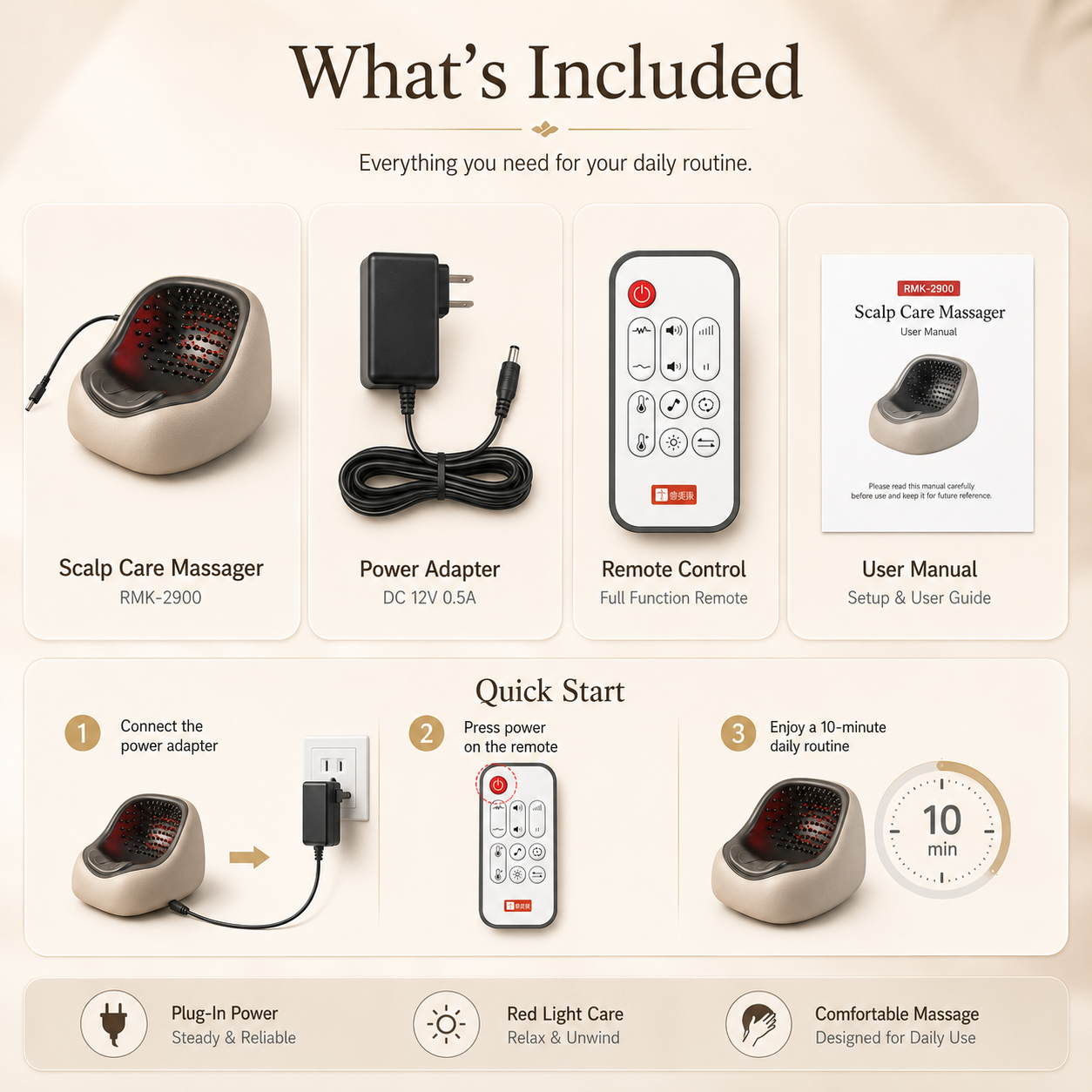 UECOVL Red Light Scalp Care Massager
