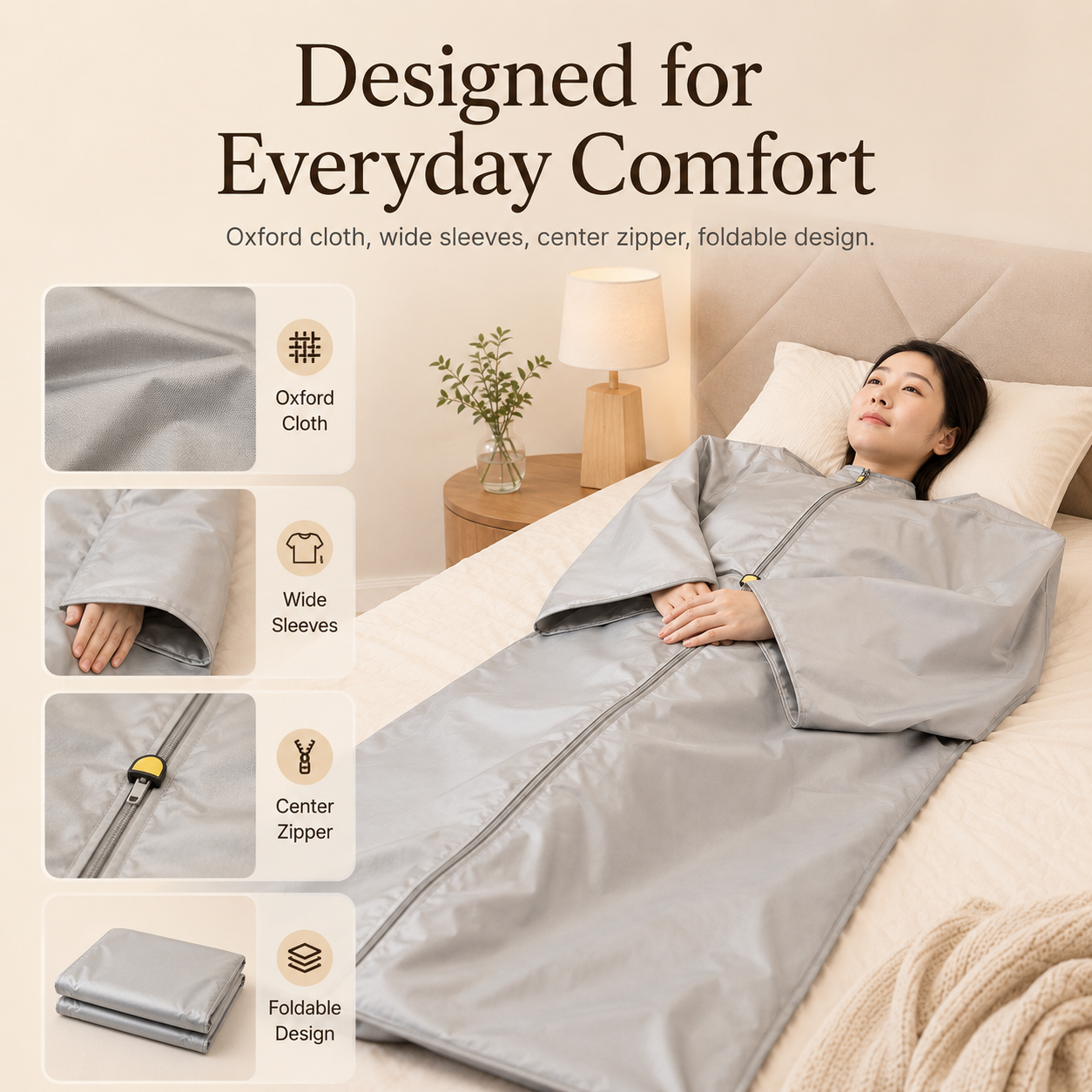 Dual-Zone Far-Infrared Heated Sauna Blanket with Remote Control
