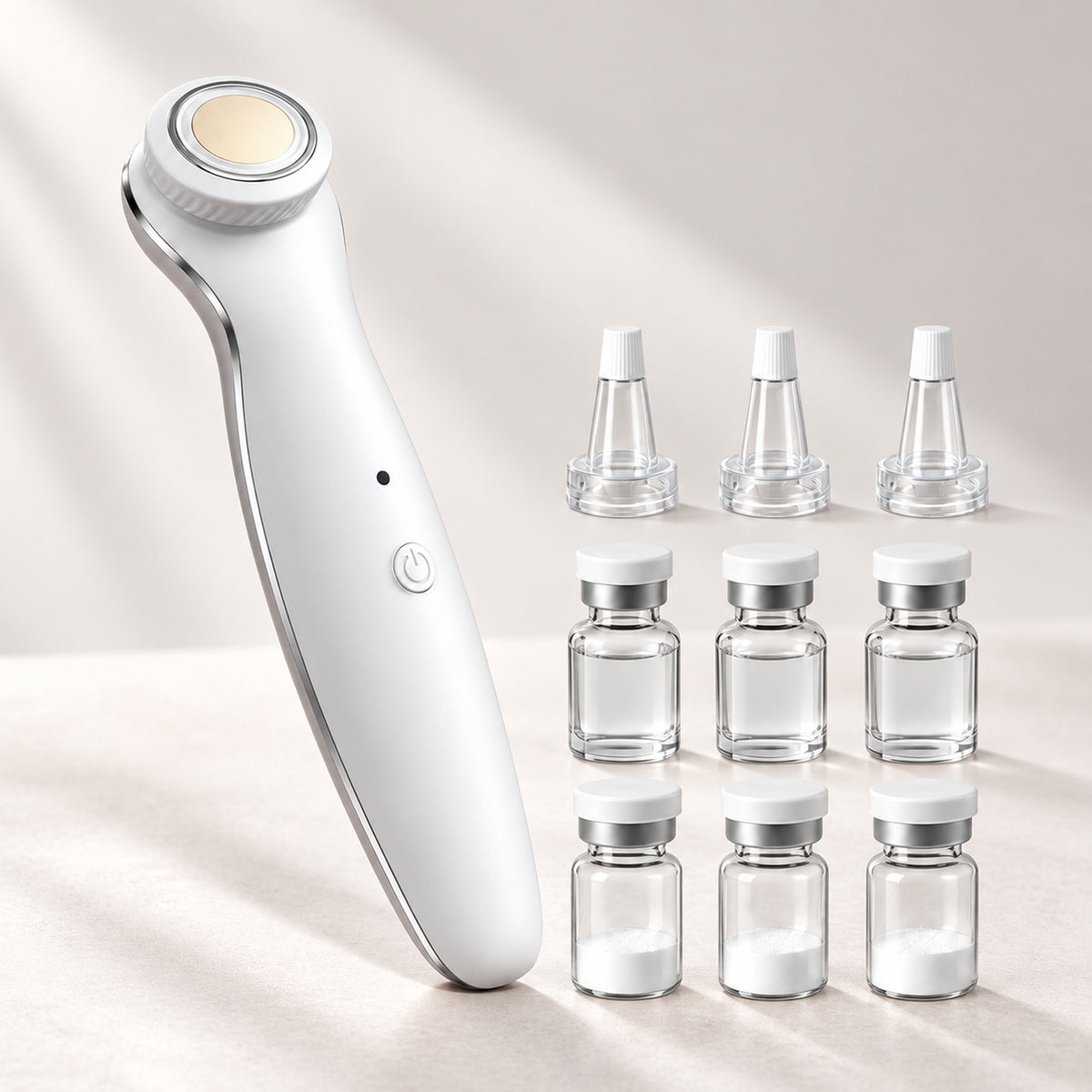 UECOVL skincare applicator starter kit with three serum and freeze-dried powder pairs