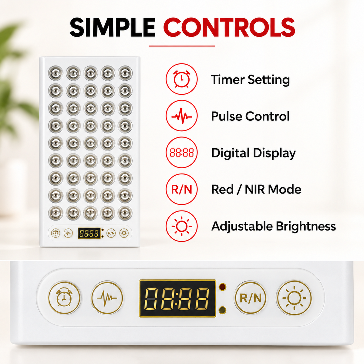UECOVL W200 Red & Near-Infrared LED Light Panel with Timer & Pulse Control – product detail 3