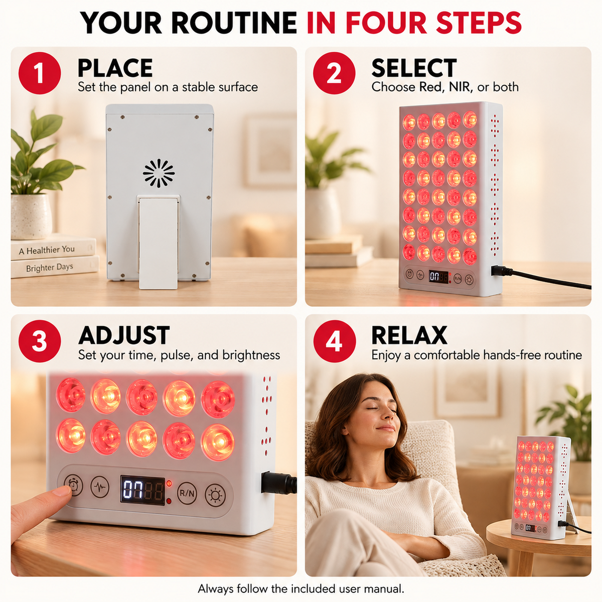 UECOVL W200 Red & Near-Infrared LED Light Panel with Timer & Pulse Control – product detail 7