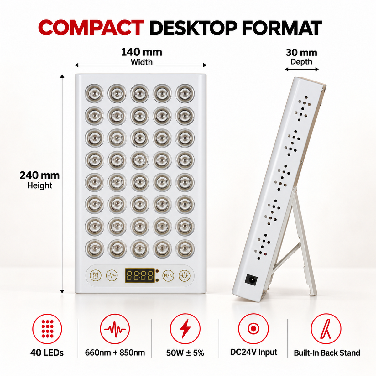 UECOVL W200 Red & Near-Infrared LED Light Panel with Timer & Pulse Control – product detail 8