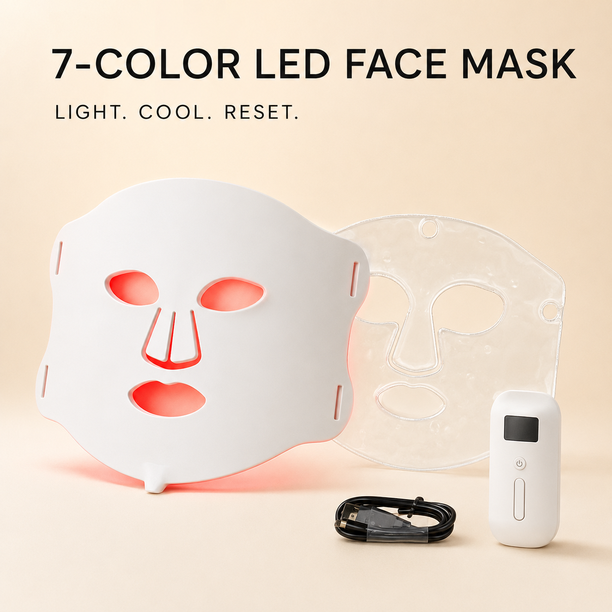 7-Color LED Face Mask with Reusable Cooling Gel Mask
