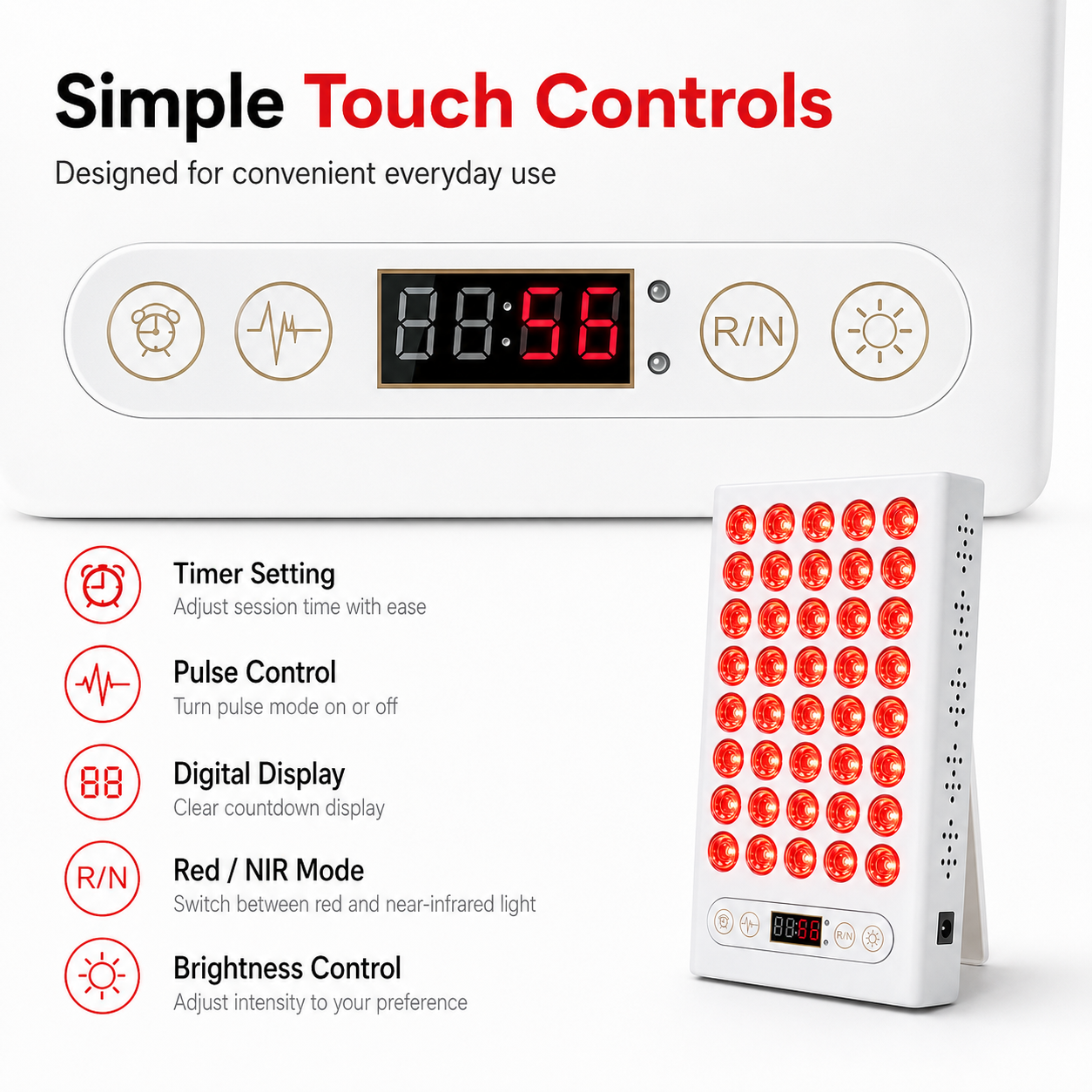 XQH 200W Red & Near-Infrared LED Light Panel with Timer & Pulse Control