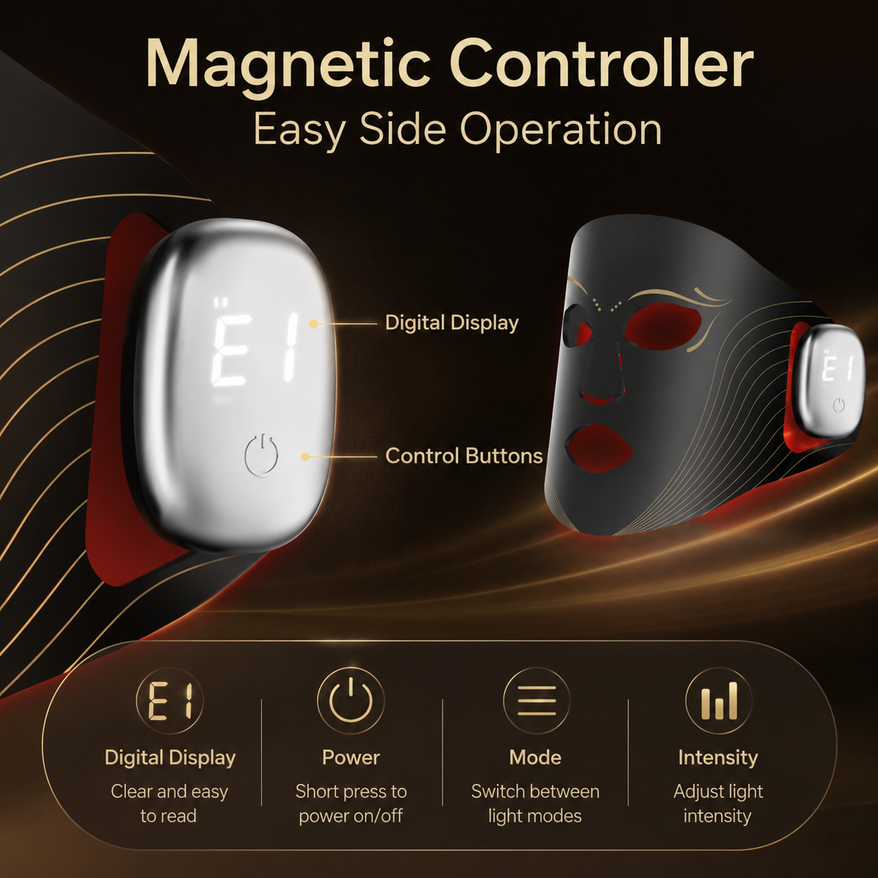 Triple-Wavelength LED Face Mask with Magnetic Controller