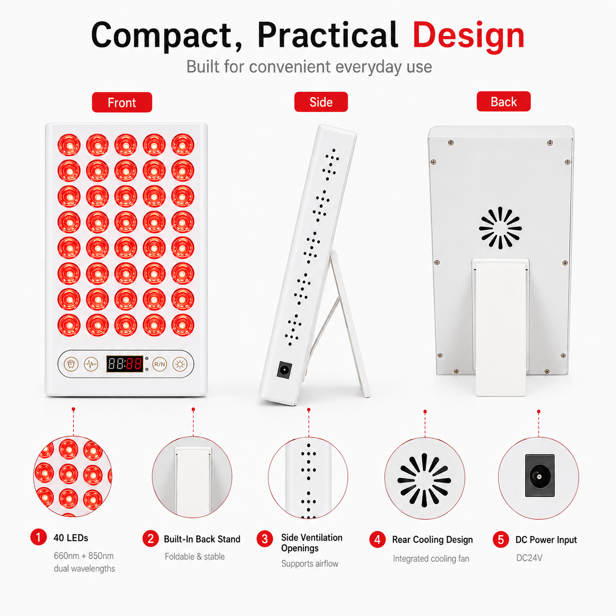 XQH 200W Red & Near-Infrared LED Light Panel with Timer & Pulse Control