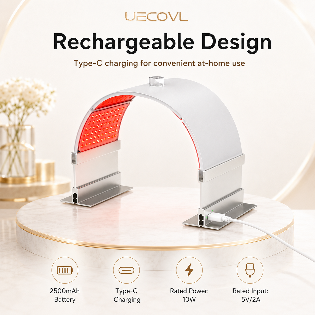 3-Panel Foldable LED Facial Device with Cool Mist