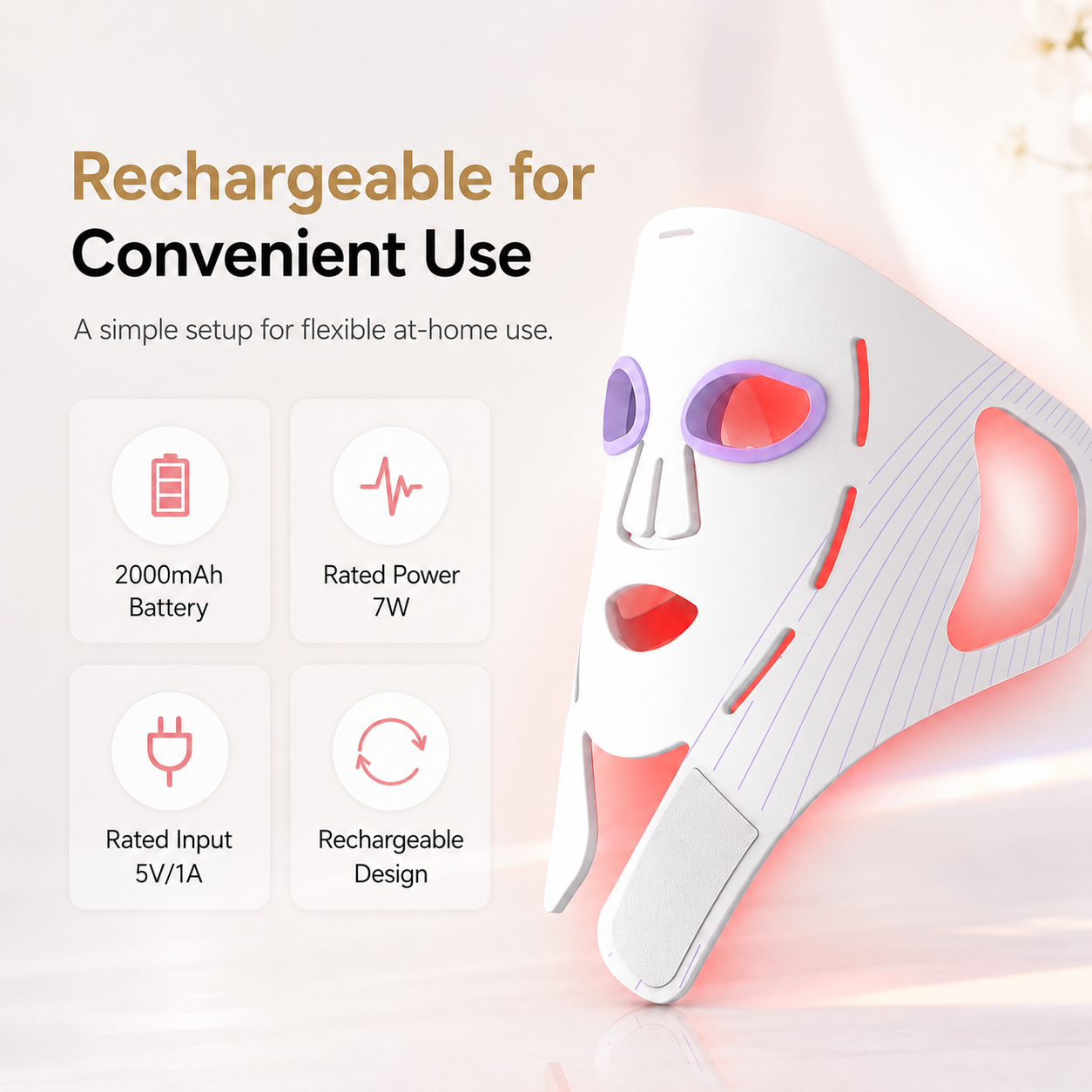 4-Wavelength Flexible Silicone LED Face Mask