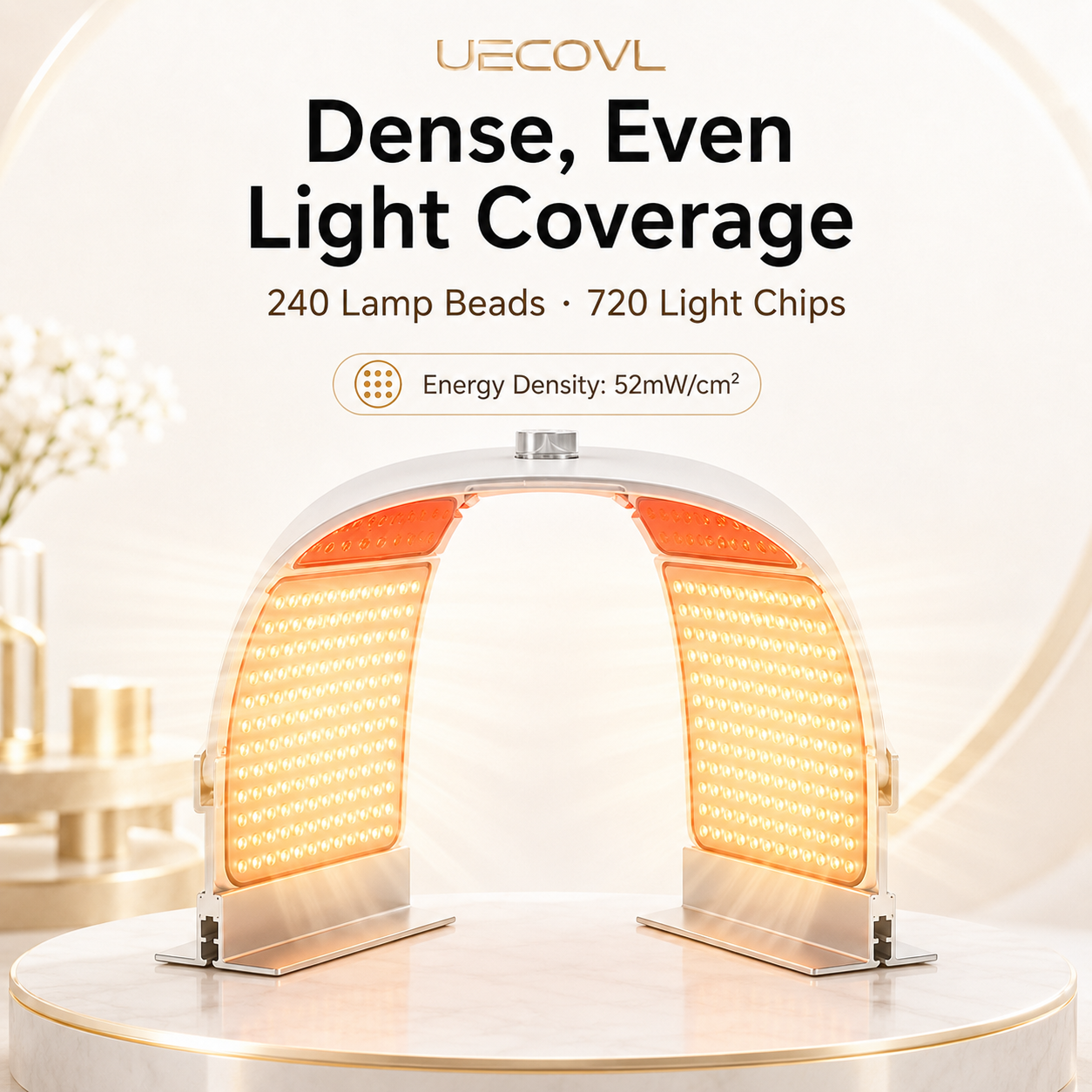 3-Panel Foldable LED Facial Device with Cool Mist