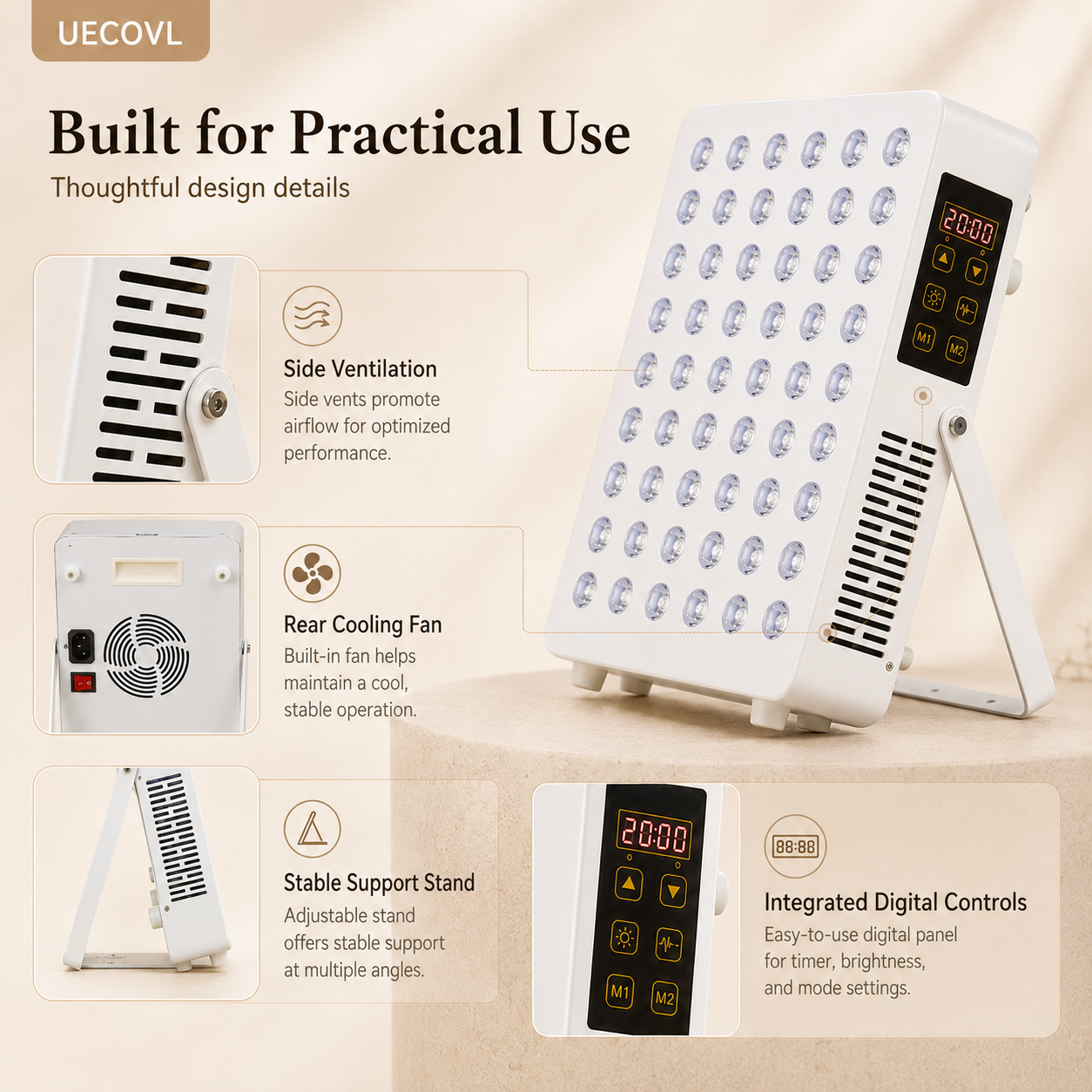Red & Near-Infrared LED Light Panel with Timer & Pulse Control