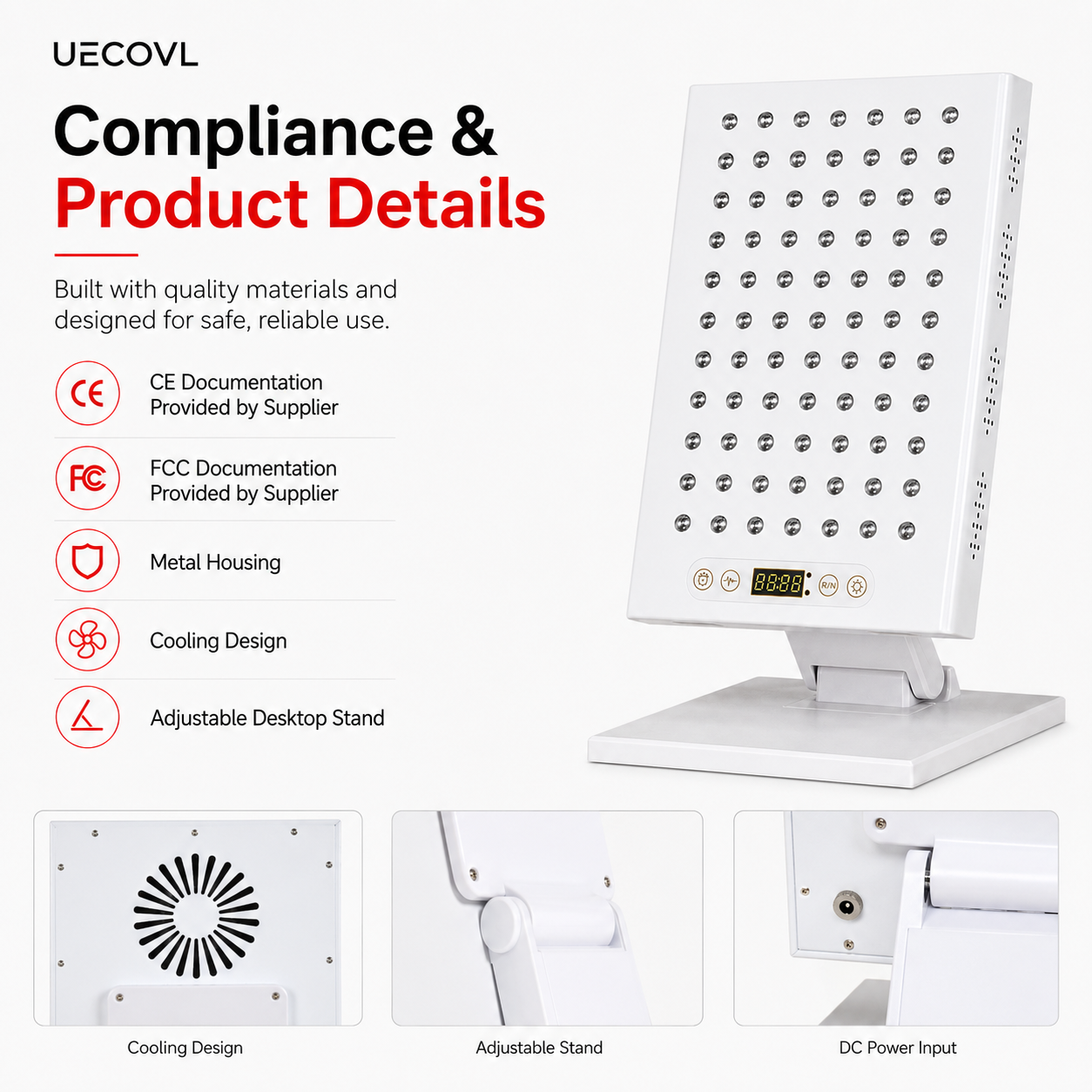 XQH 400W Red & Near-Infrared LED Light Panel with Adjustable Stand