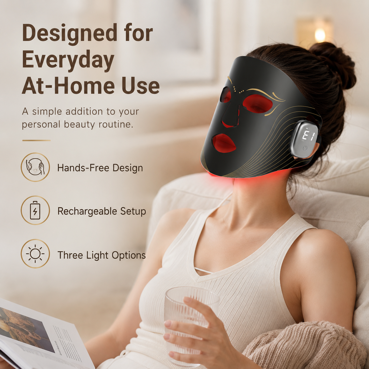 Triple-Wavelength LED Face Mask with Magnetic Controller
