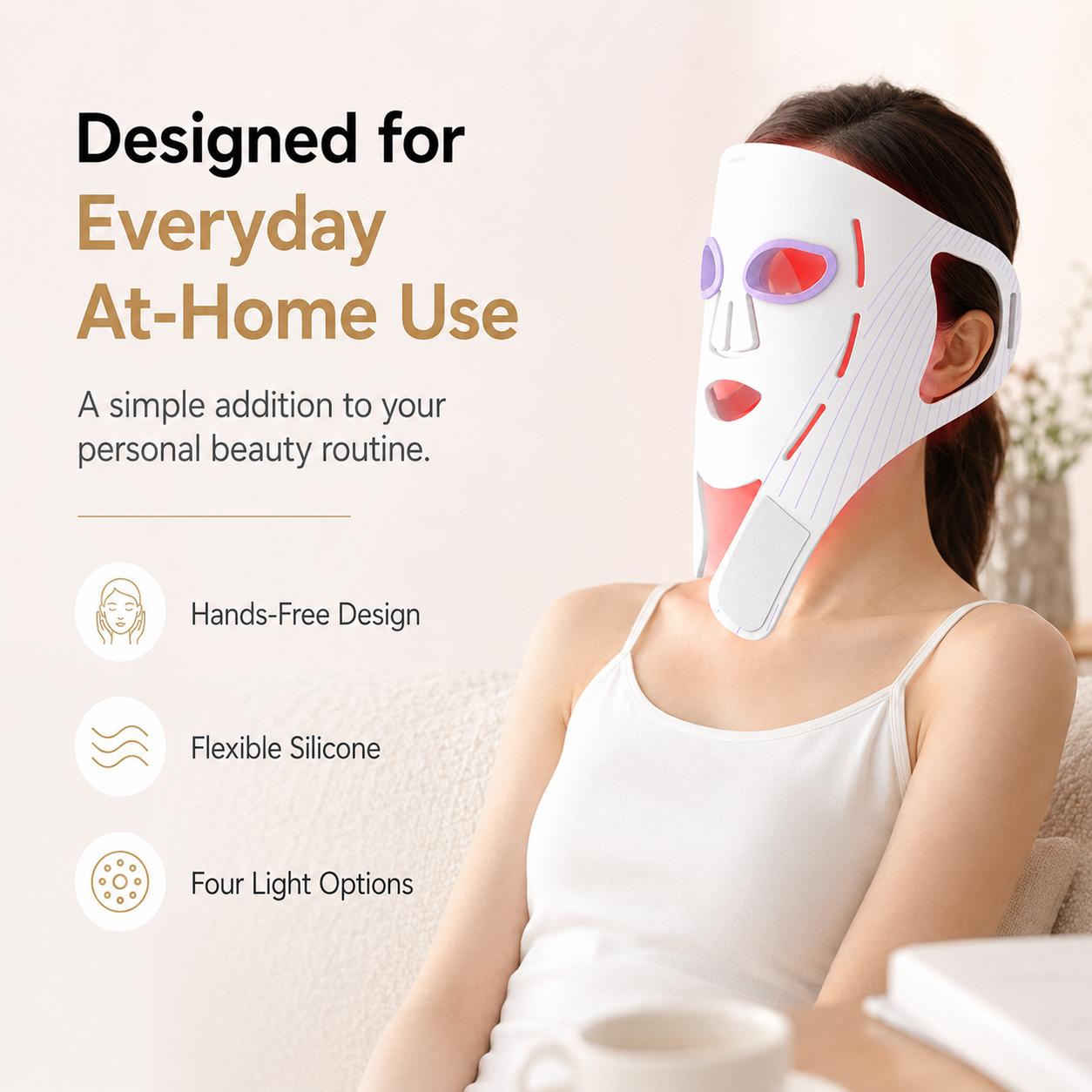 4-Wavelength Flexible Silicone LED Face Mask