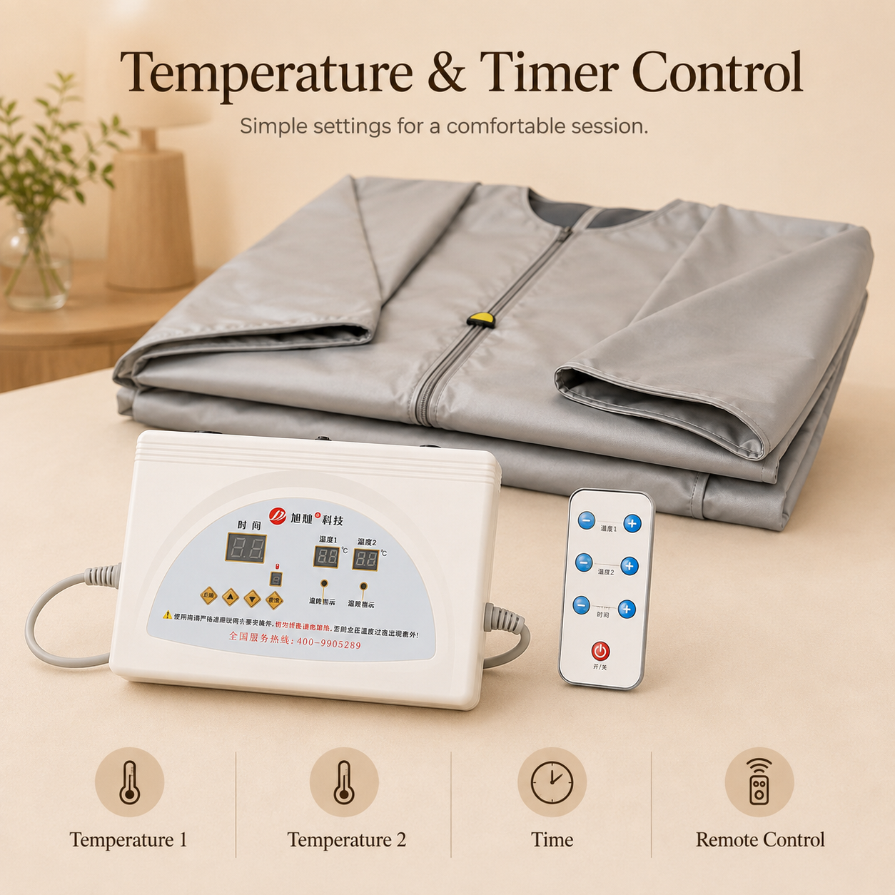 Dual-Zone Far-Infrared Heated Sauna Blanket with Remote Control