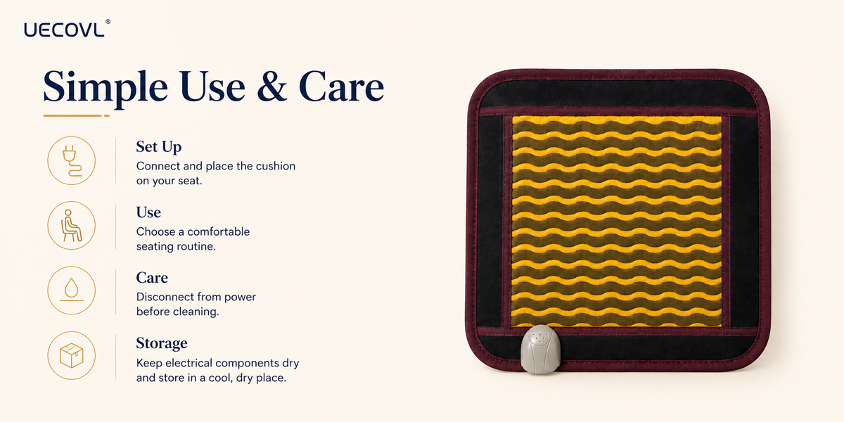 Heated Tourmaline Seat Cushion – 45 × 45 cm – product detail image 7