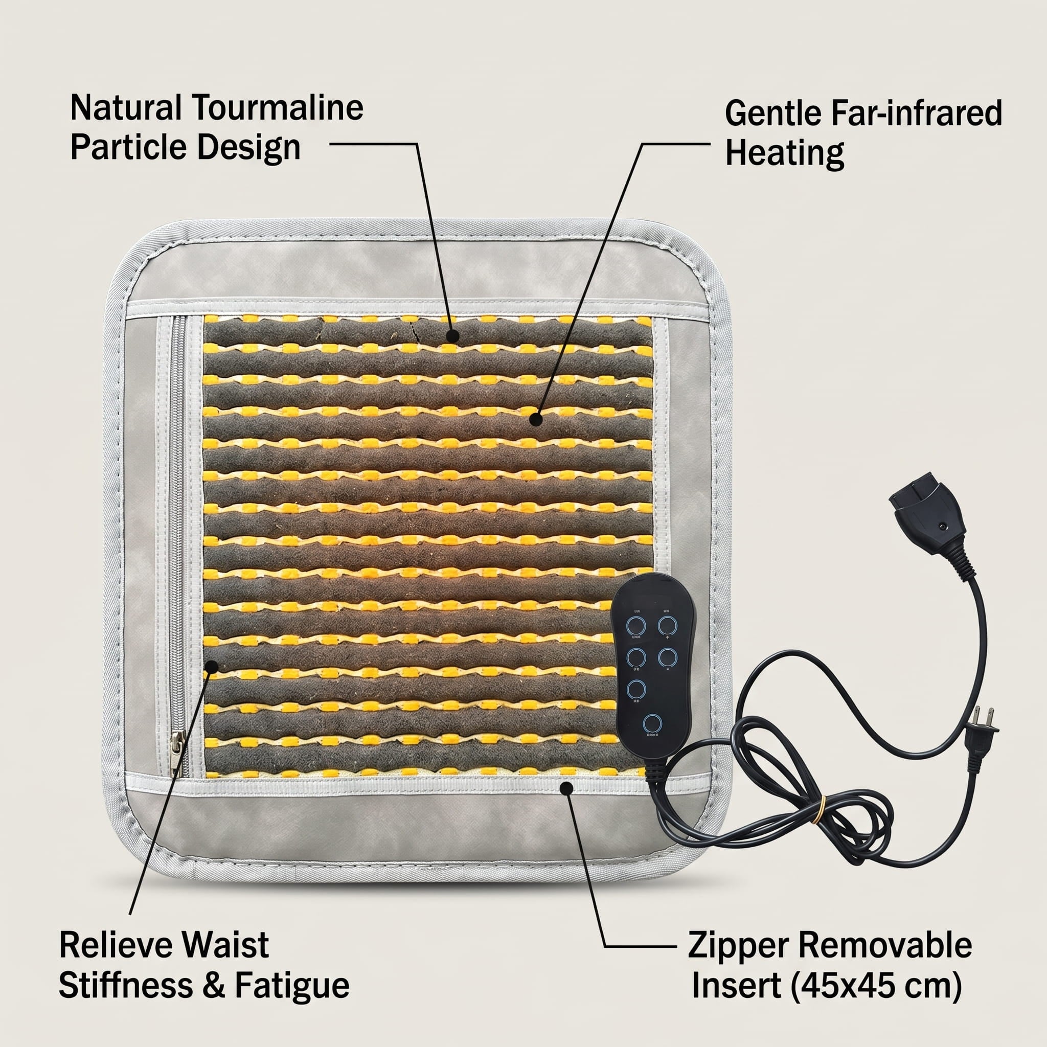 Premium Far-Infrared Heated Tourmaline Seat Cushion – Therapeutic Back & Waist Relief