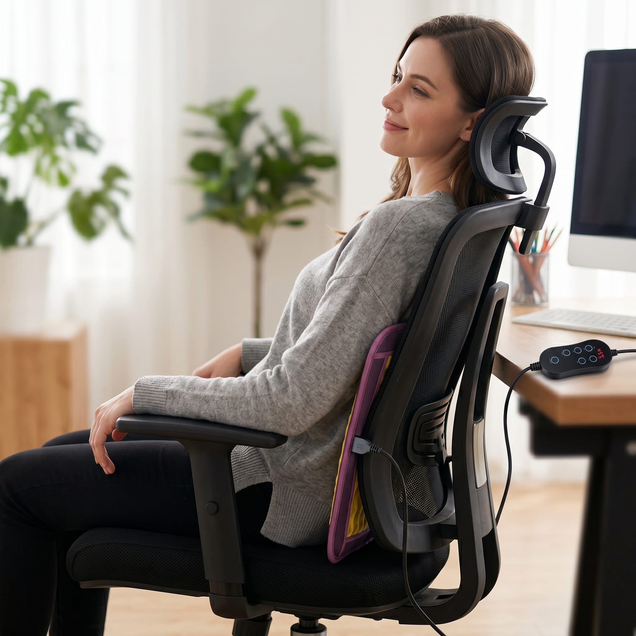 Premium Far-Infrared Heated Tourmaline Seat Cushion – Therapeutic Back & Waist Relief